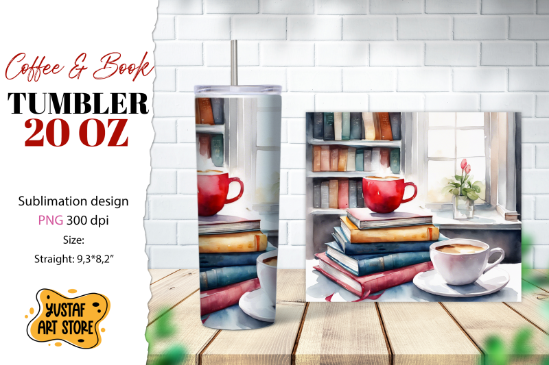 coffee-tumbler-wrap-coffee-and-book-sublimation-design