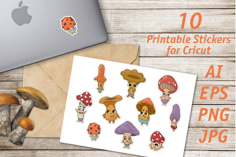 mushrooms-printable-stickers-cricut-design