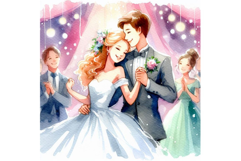 cartoon-bride-and-groom-first-dance-wedding