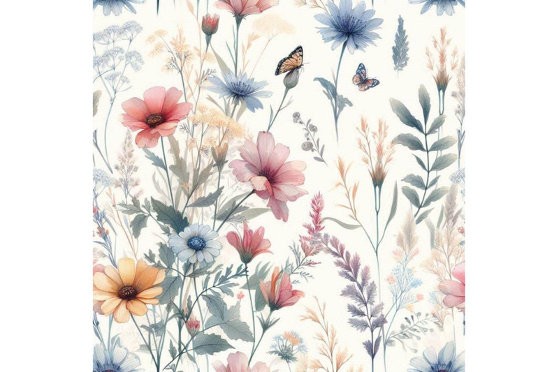 meadow-watercolor-and-ink-flower-seamless-pattern