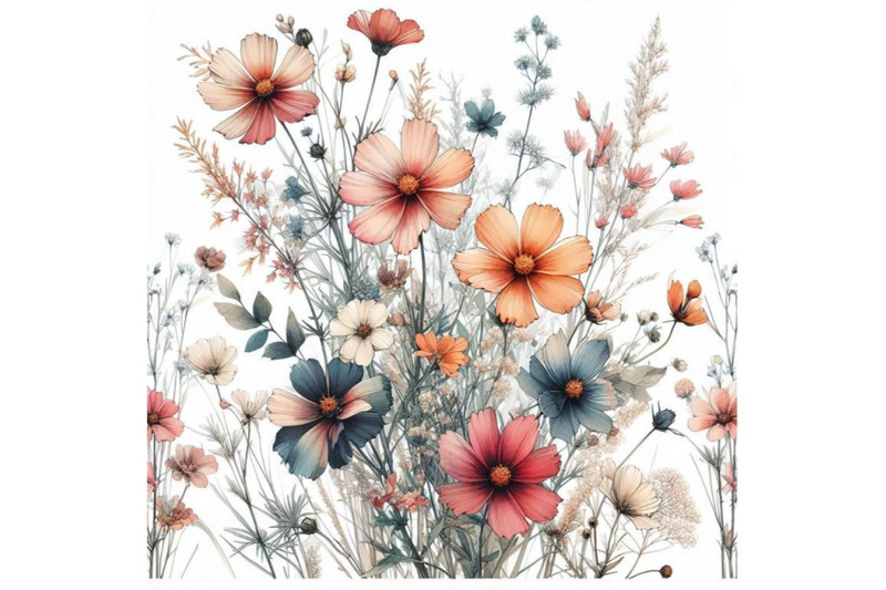 meadow-watercolor-and-ink-flower-seamless-pattern