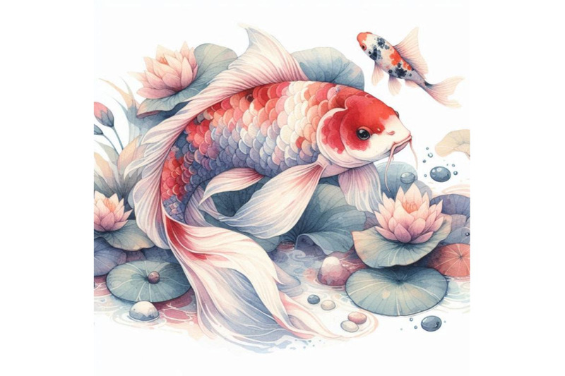 watercolor-asian-koi-isolated-on-white-background