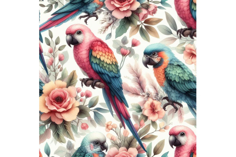 watercolor-parot-seamless-pattern