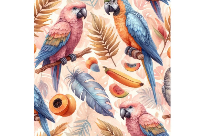 watercolor-parot-seamless-pattern