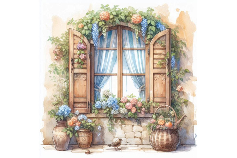 watercolor-traditional-old-fashioned-window