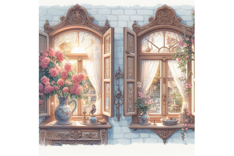 watercolor-traditional-old-fashioned-window