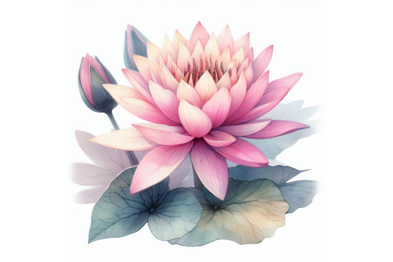 watercolor-pink-water-lily-flower