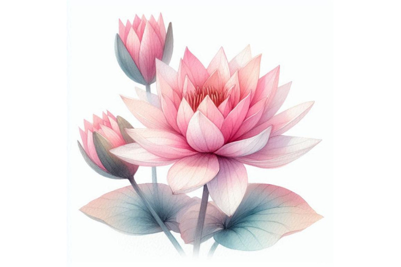 watercolor-pink-water-lily-flower