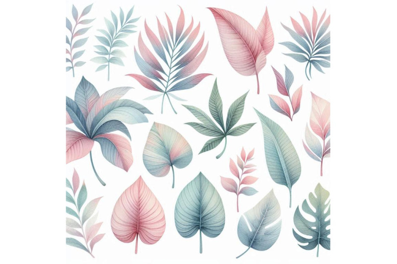 watercolor-tropical-leaves-set