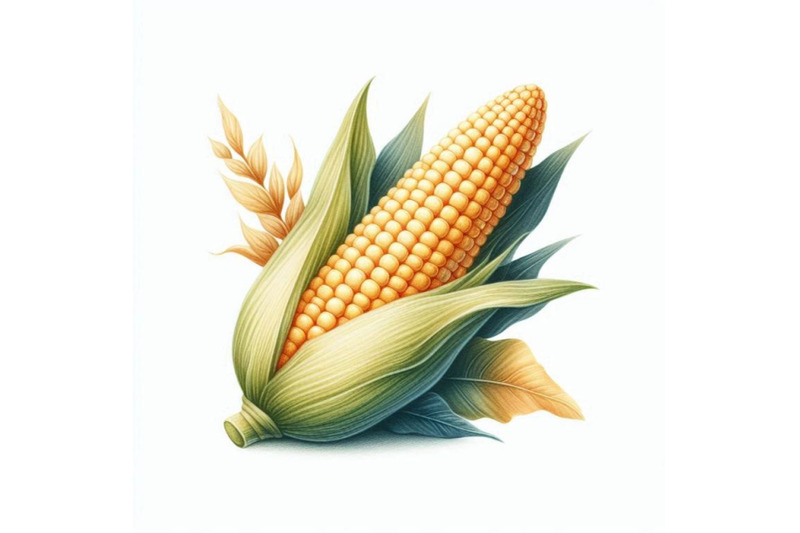 corncob-with-leaf-in-watercolor