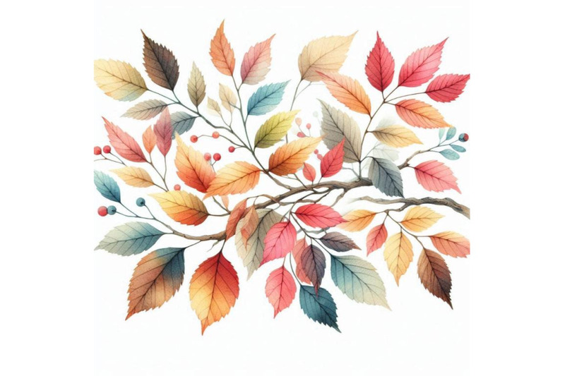 watercolor-autumn-branch-with-colorful-leav