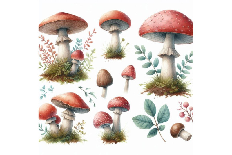 watercolor-mushrooms-set-on-white-backgro