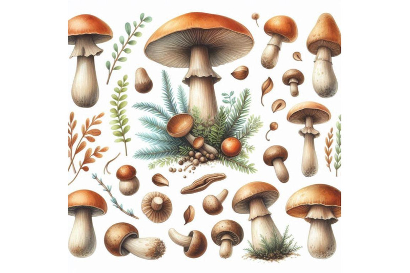 watercolor-mushrooms-set-on-white-backgro