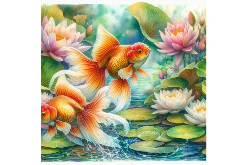 watercolor-asian-goldfishes