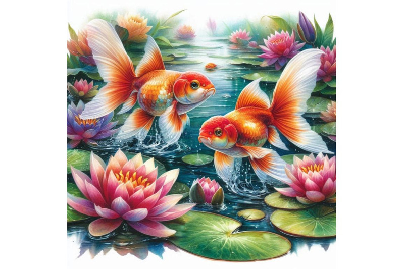 watercolor-asian-goldfishes