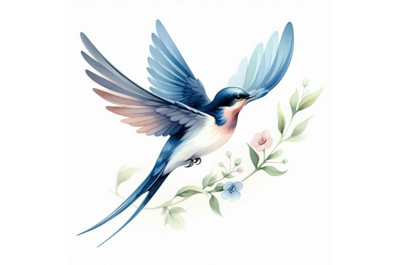 watercolor-swallow-on-white-background