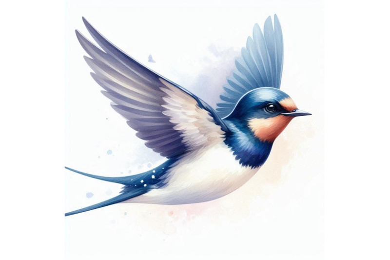 watercolor-swallow-on-white-background