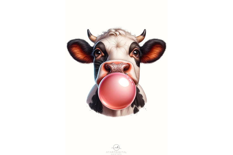 cow-bubble-gum-art-transparent-png-digital-download