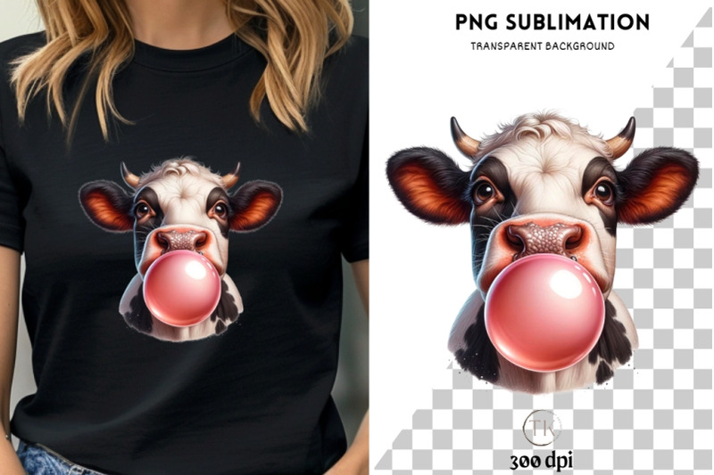 cow-bubble-gum-art-transparent-png-digital-download