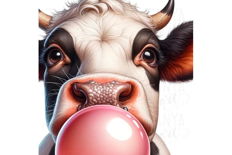 cow-bubble-gum-art-transparent-png-digital-download