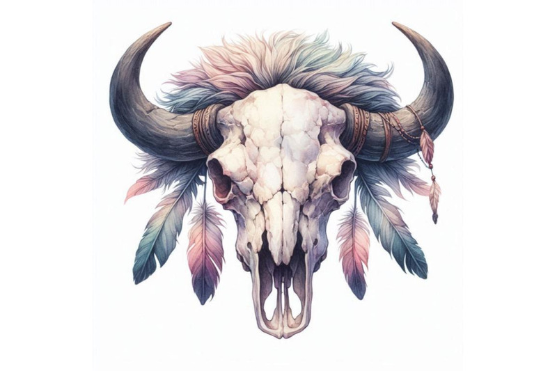 watercolor-buffalo-skull