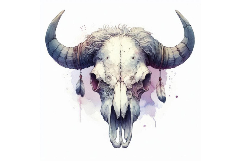 watercolor-buffalo-skull