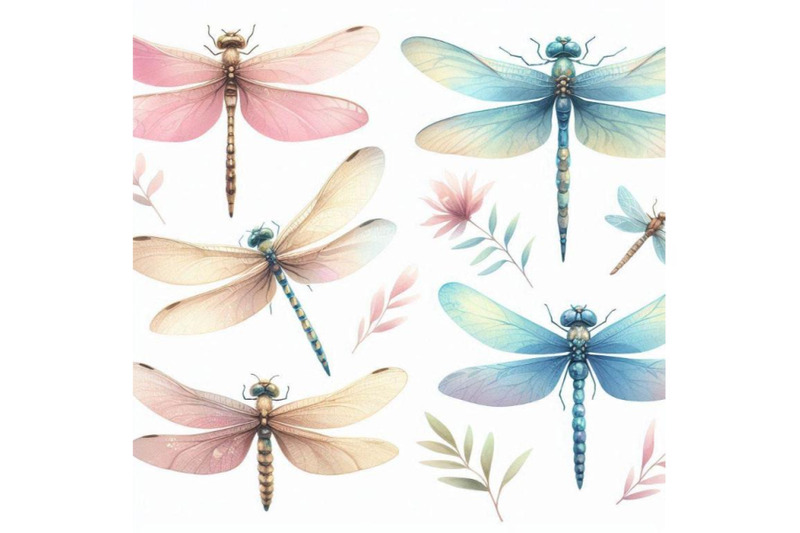 watercolor-dragonfly-set