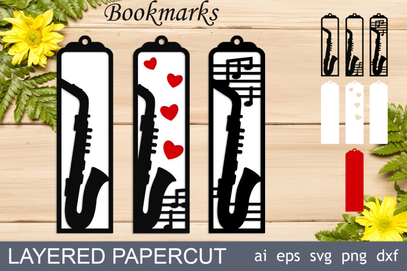 music-layered-bookmarks-saxophone-svg