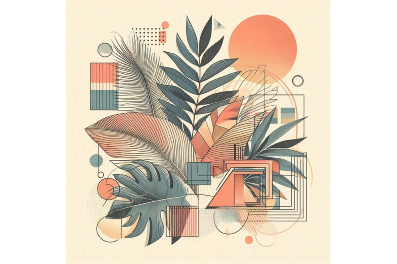 art-illustration-with-tropical-leaves-doodle