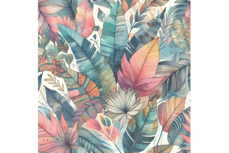 watercolor-exotic-leaves-grunge-textures