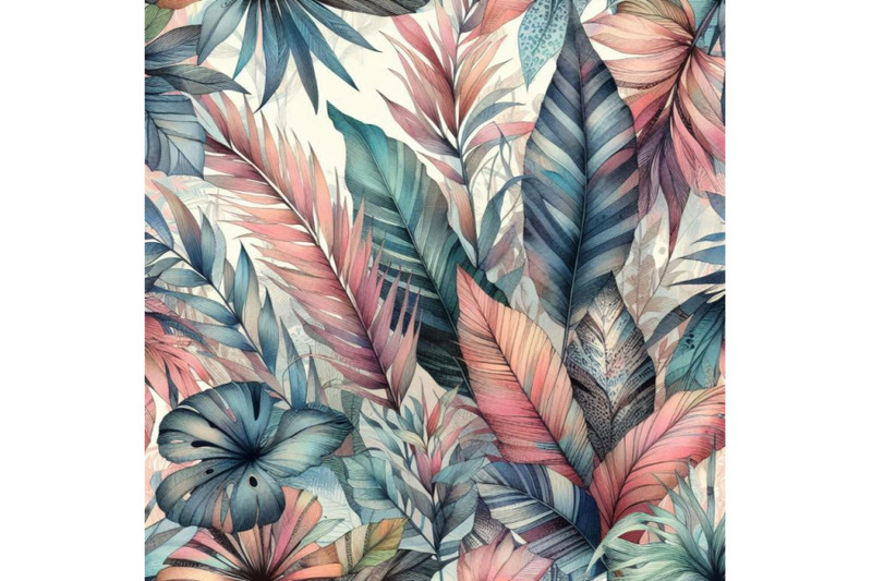 watercolor-exotic-leaves-grunge-textures