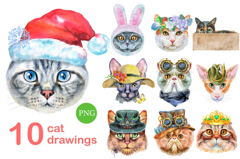 watercolor-cats-set-1