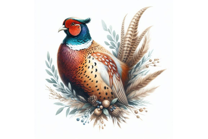 watercolor-pheasant-isolated-on-white