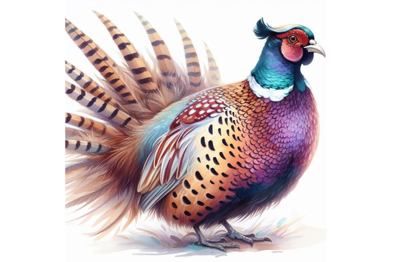 watercolor-pheasant-isolated-on-white