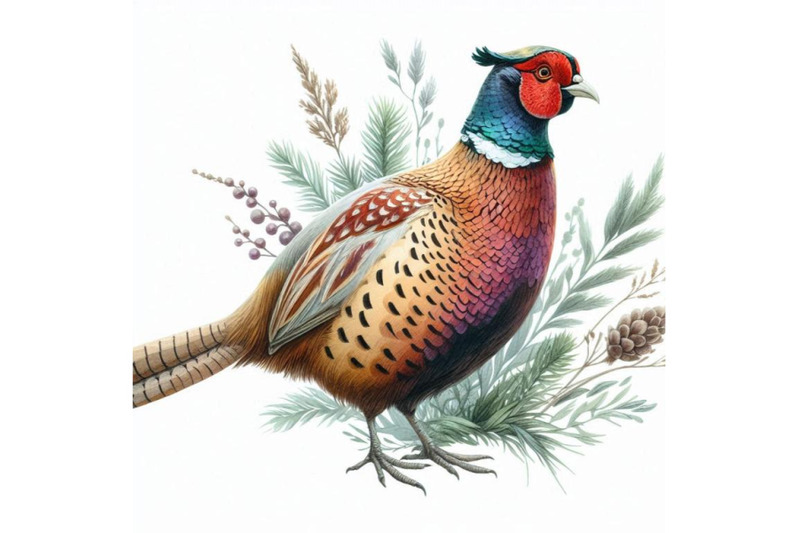 watercolor-pheasant-isolated-on-white