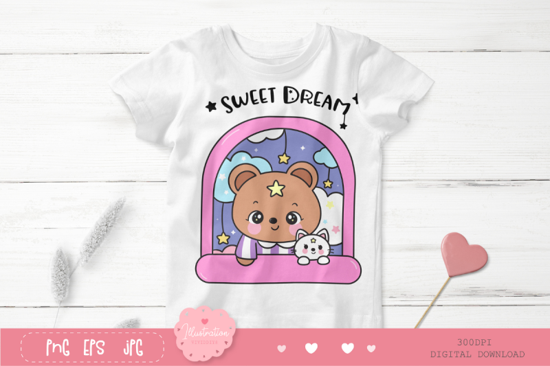 cute-teddy-bear-in-window-and-bunny-rabbit-kawaii-clipart