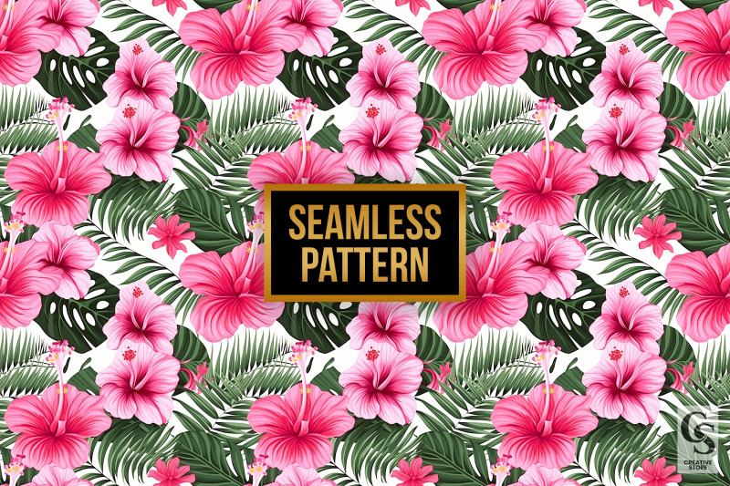 pink-tropical-hibiscus-seamless-patterns