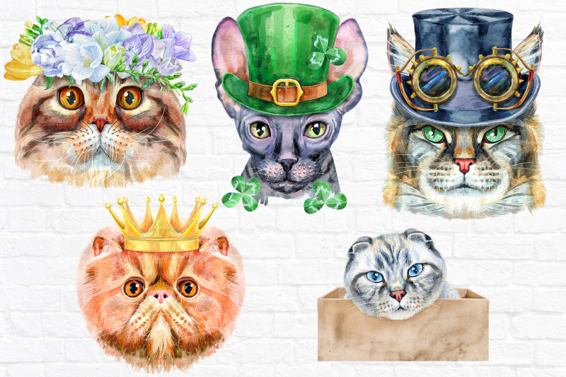 watercolor-cats-set-2