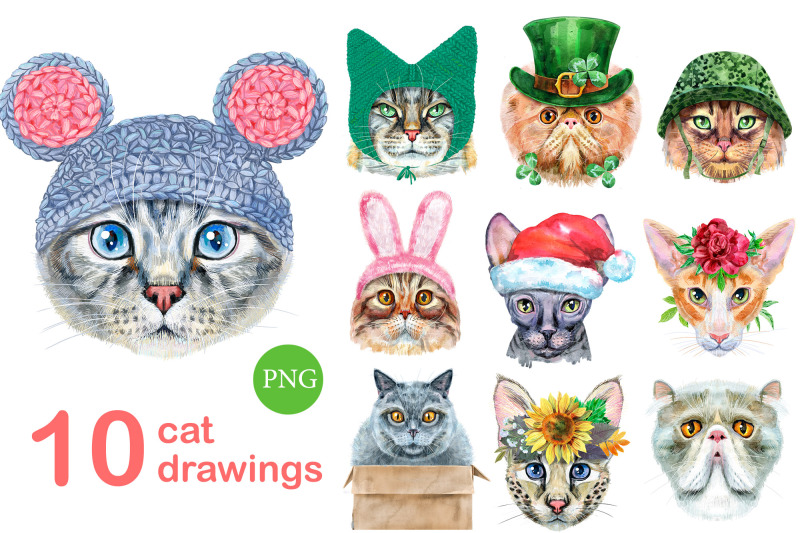 watercolor-cats-set-3