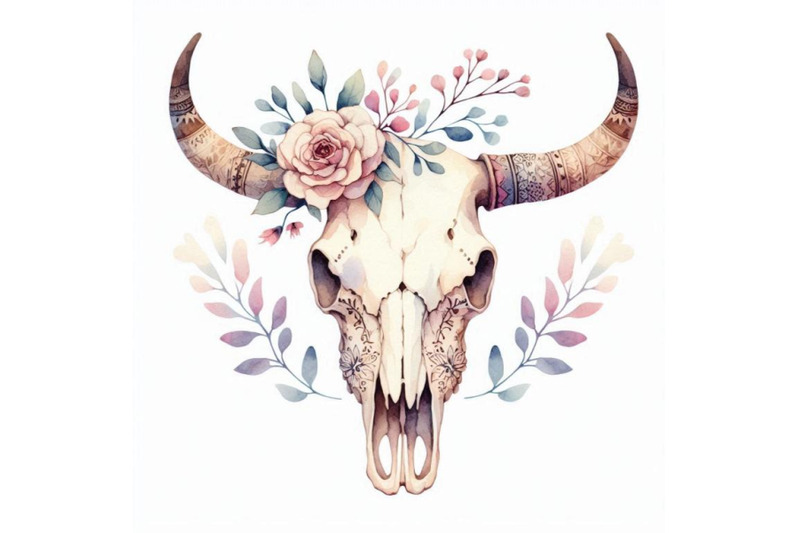 watercolor-cow-skull