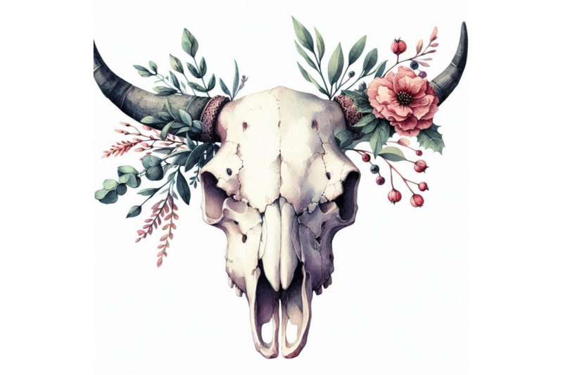 watercolor-cow-skull