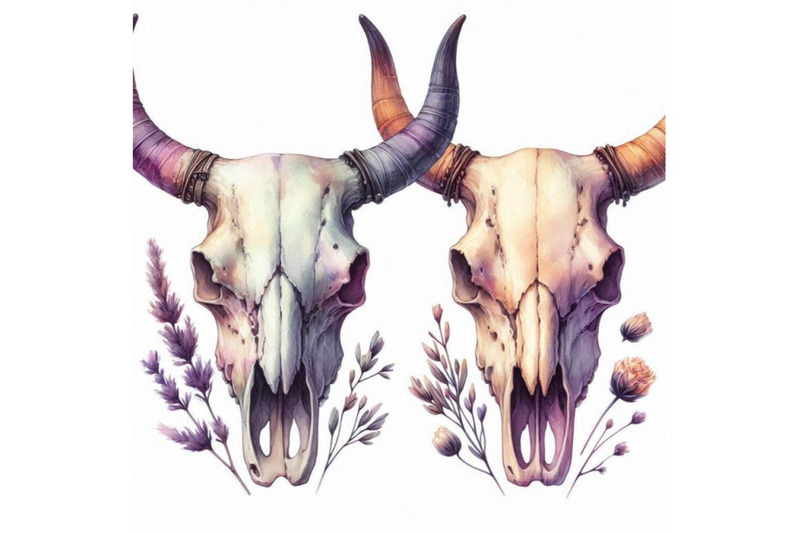 watercolor-cow-skull