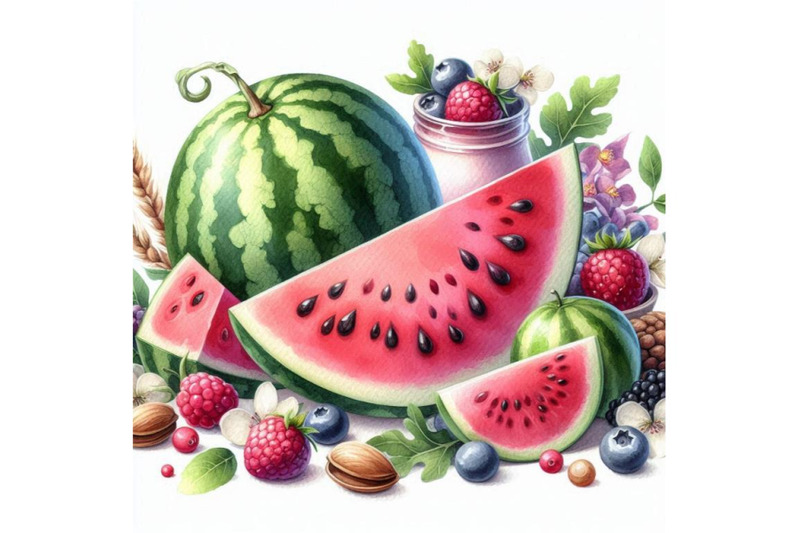 watercolor-painting-with-watermelon