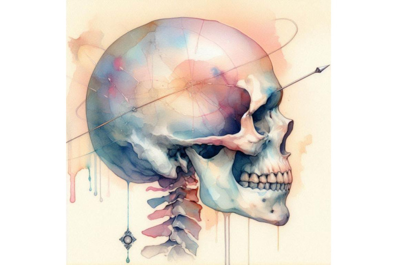 watercolor-human-skull