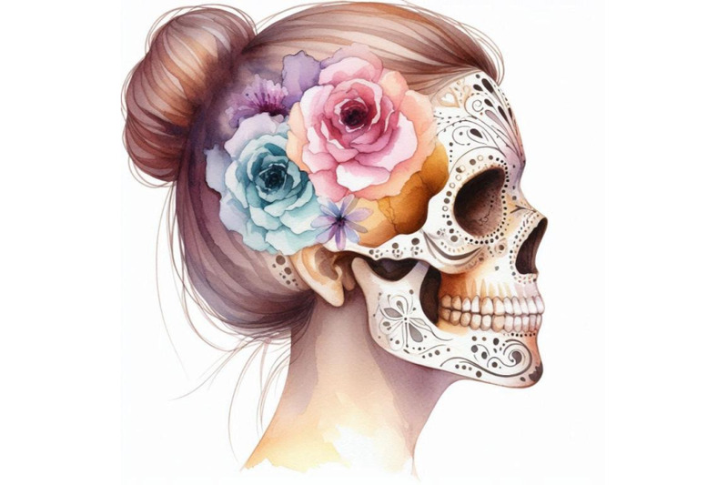 watercolor-human-skull