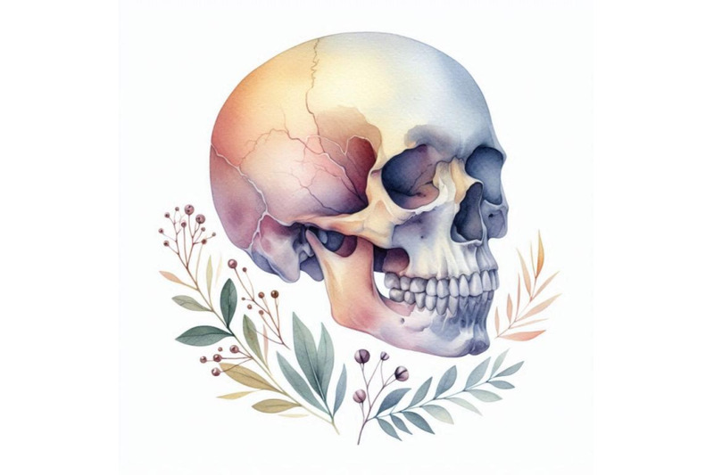 watercolor-human-skull