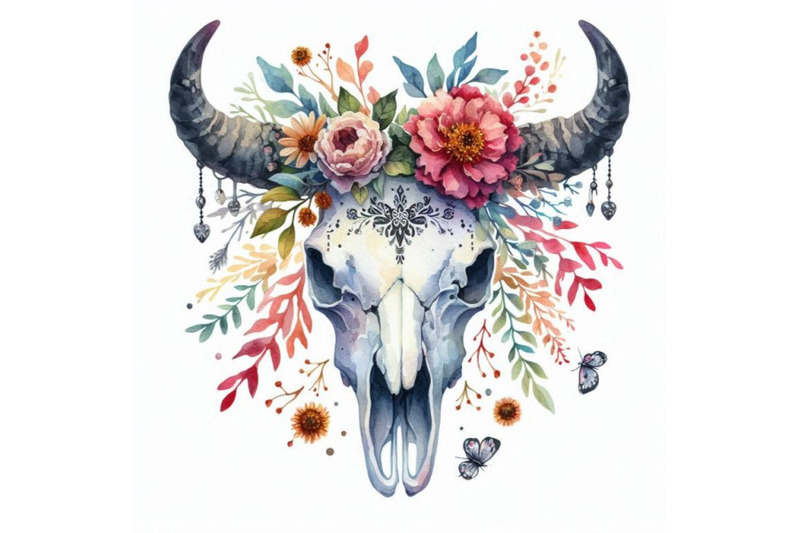 watercolor-cow-skull