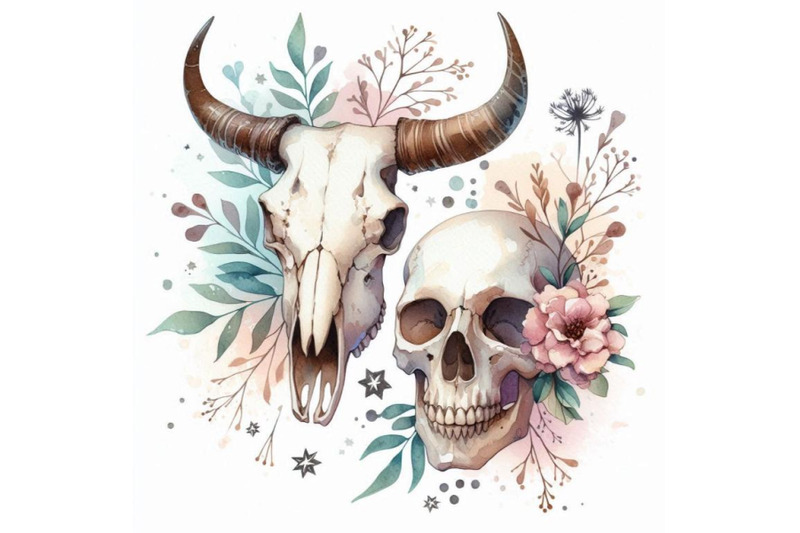 watercolor-cow-skull