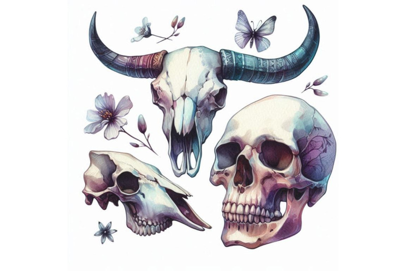 watercolor-cow-skull