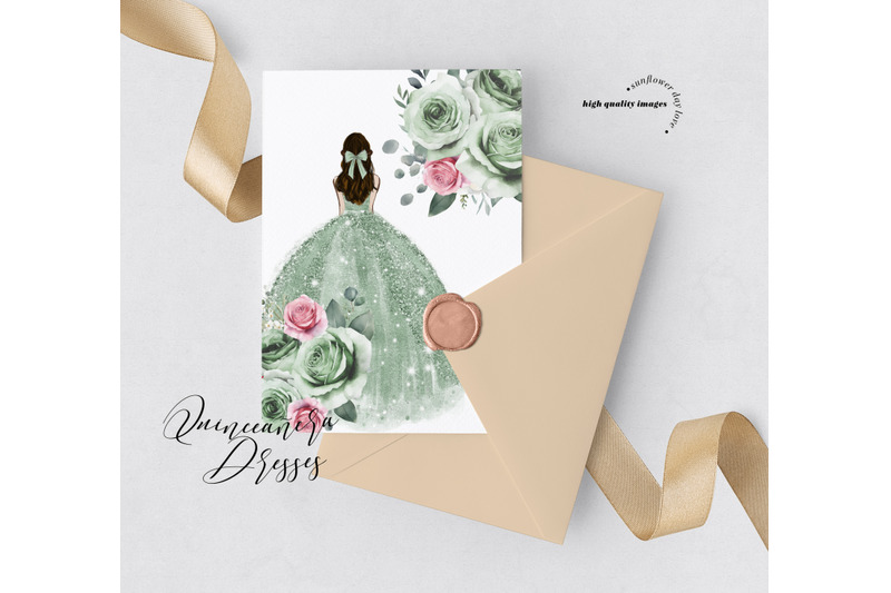 sage-green-princess-dress-clipart-pink-flowers-clipart